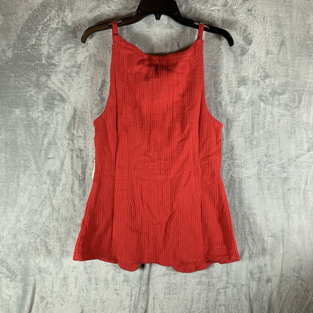 Free People Free-est Women's Button Up Vest Cardigan M Talking‎ Roses Red Weave - Picture 2 of 8